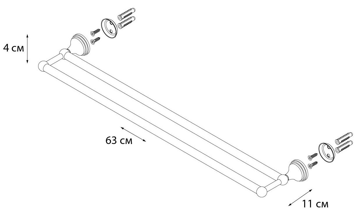Полотенцедержатель трубчатый двойной Grampus Laguna, GR-7802