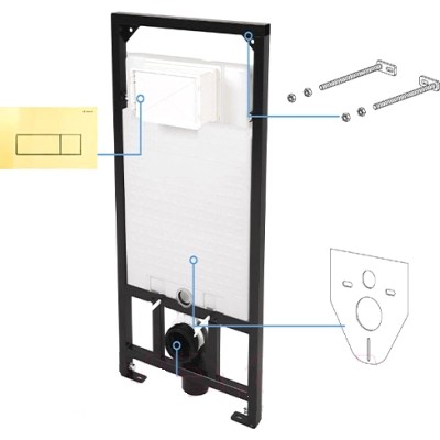 Инсталляция для унитаза Deante, кнопка золотая, CST_X50Z