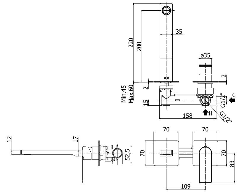 Смеситель для умывальника Paffoni Tango хром, TA105CR70