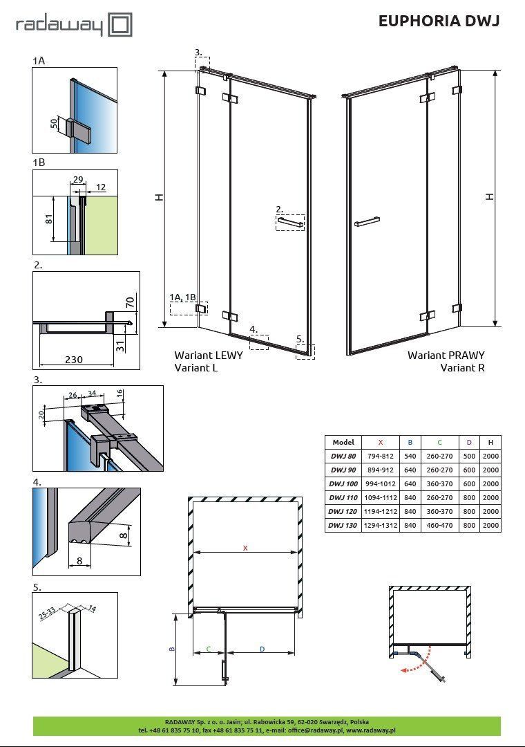 Двери в нишу Radaway Euphoria DWJ