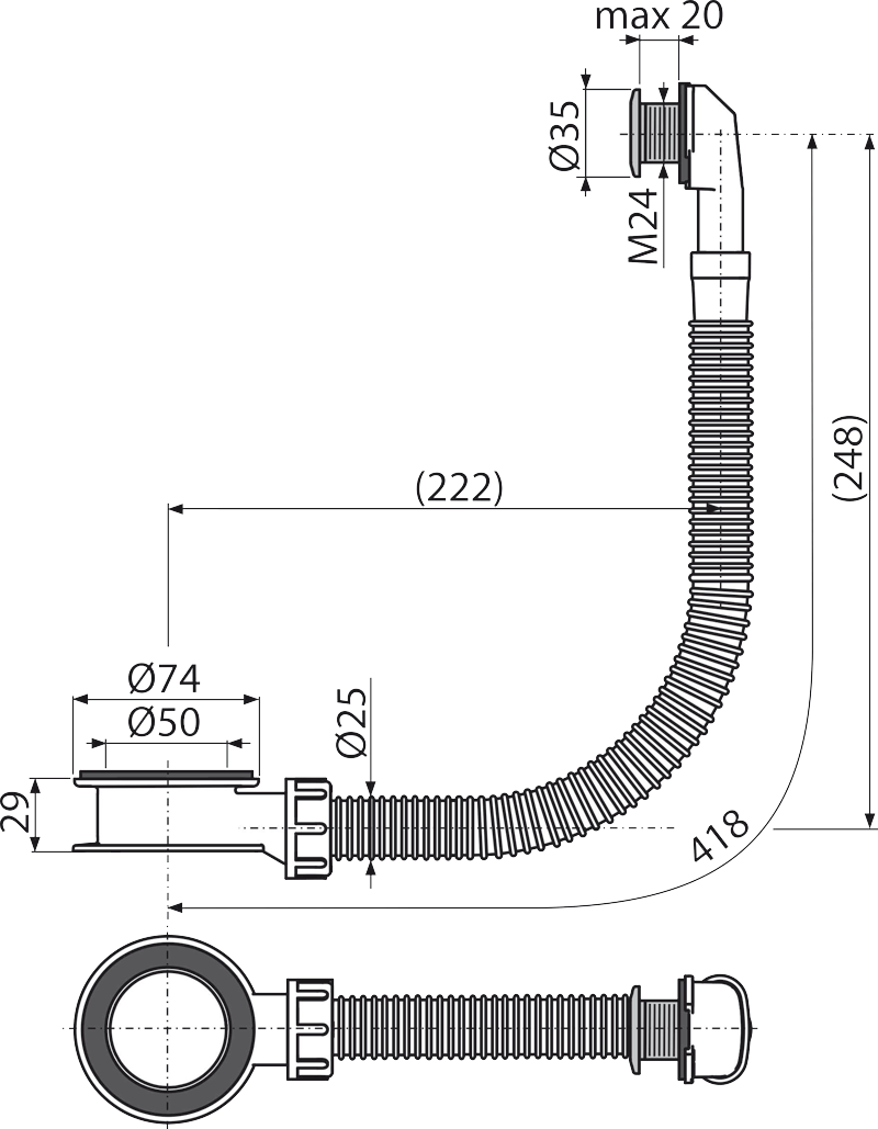 Слив-перелив для умывальника Alcaplast хром, A328CR