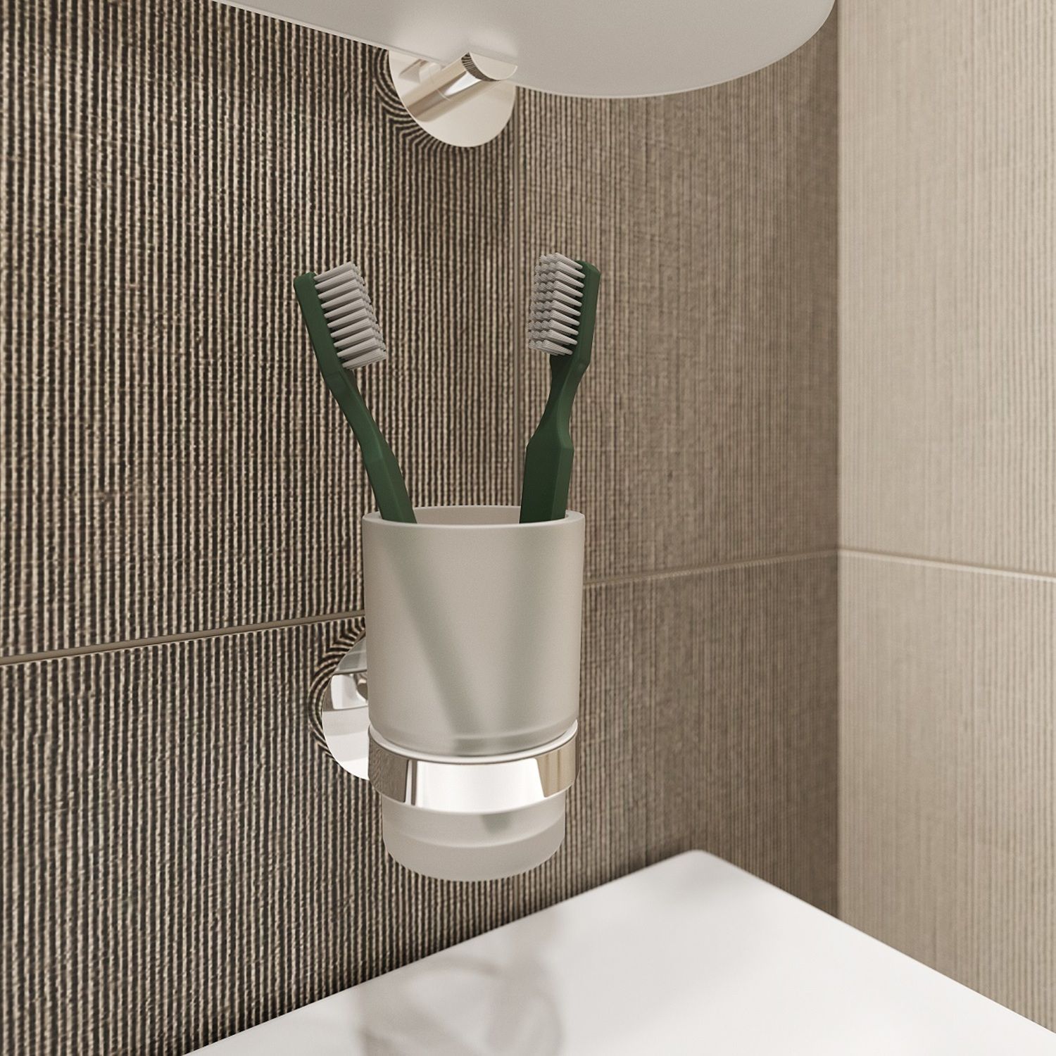 Подстаканник одинарный, матовое стекло, сплав металлов, Iddis Sena, SENSSG1i45