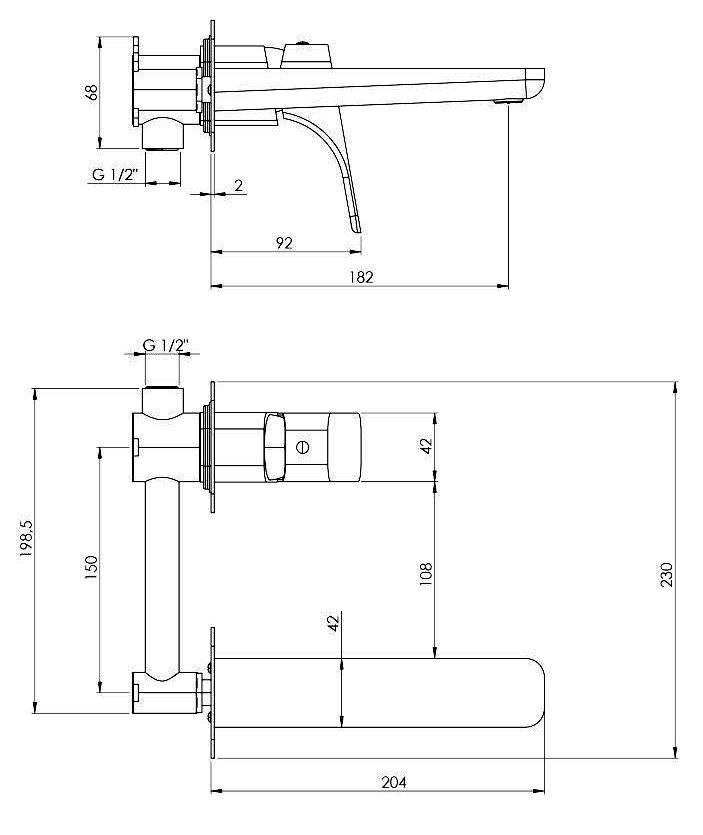 Смеситель для раковины скрытого монтажа Deante Hiacynt, BQH_054L