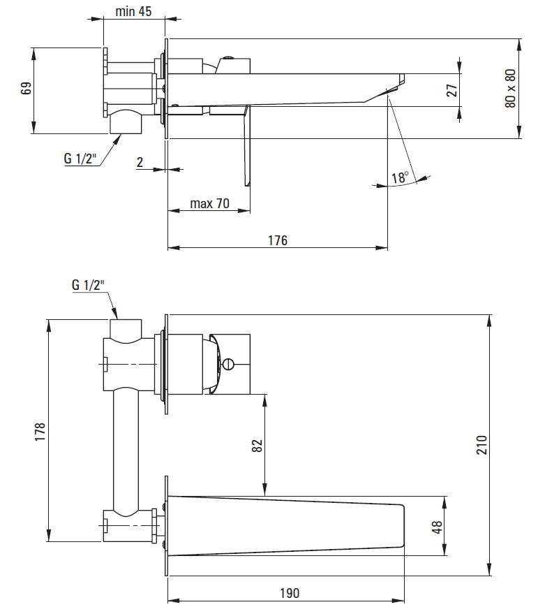 Смеситель для раковины скрытого монтажа Deante Agava, BQG_054L
