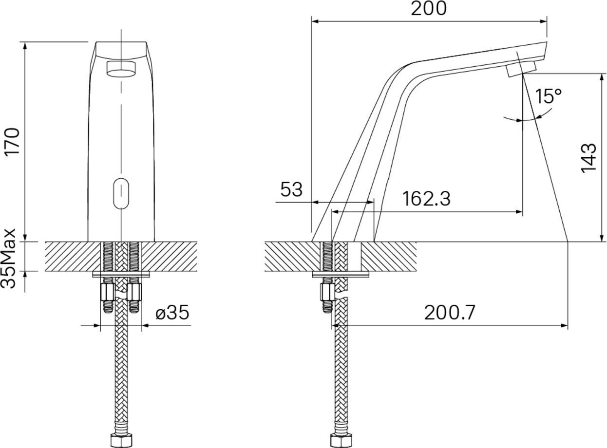 Смеситель для умывальника сенсорный Iddis 020, 020SBSNi86