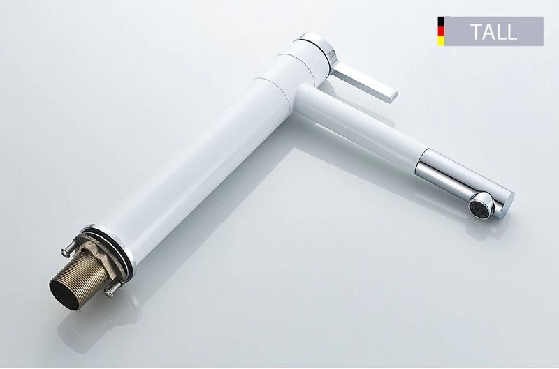 Смеситель для умывальника высокий белый Ledeme L1152-2