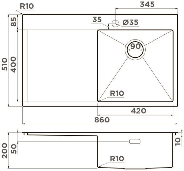 Мойка Omoikiri Akisame 86-IN-R, 4993763