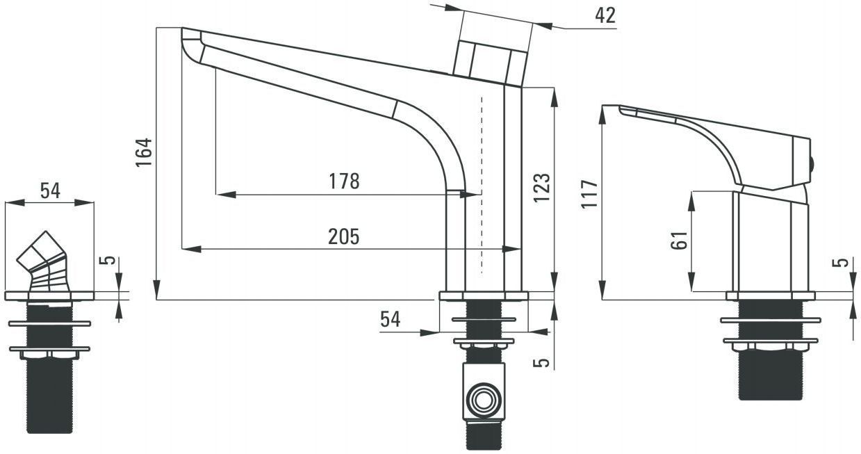 Смеситель для ванны врезной на 3 отверстия Deante Hiacynt Bianco, BQH_A13M