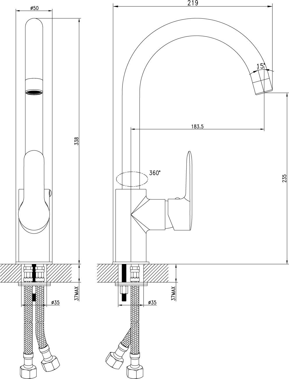 Смеситель для кухни, Iddis Cuba, CUBSBJ0i05