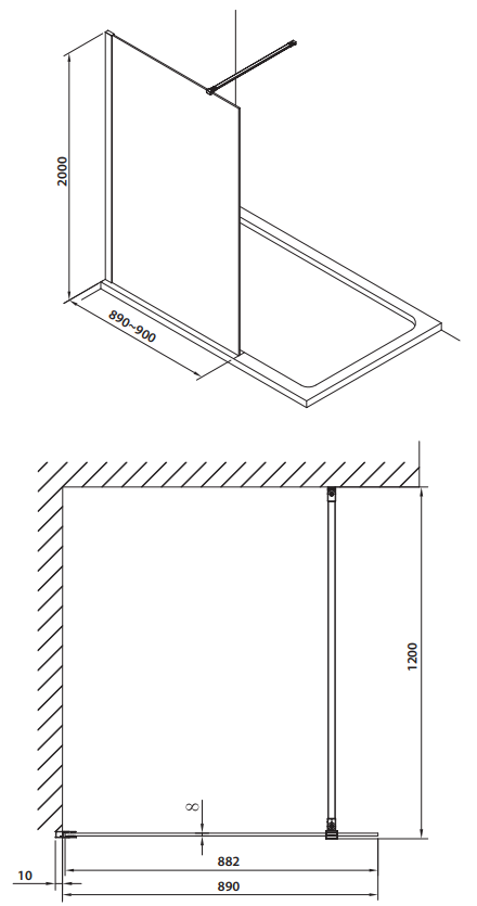 Душевое ограждение Omnires Marina Black 90, DNR90XBLTR