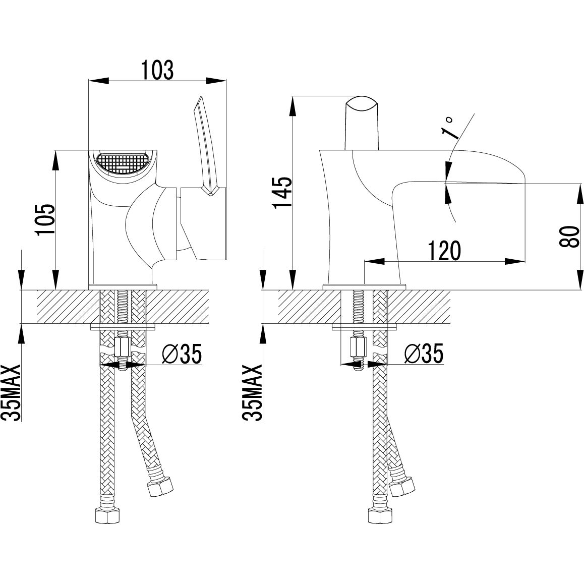 Смеситель для умывальника монолитный каскадный Lemark Atlantiss, LM3246C