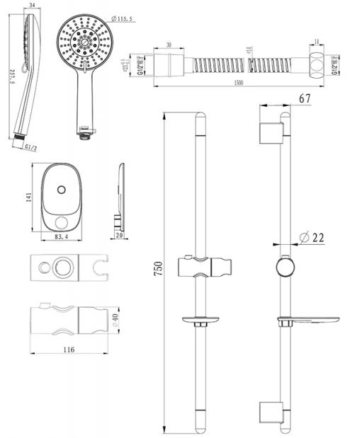 Душевой комплект Bravat Eco D152CP-1