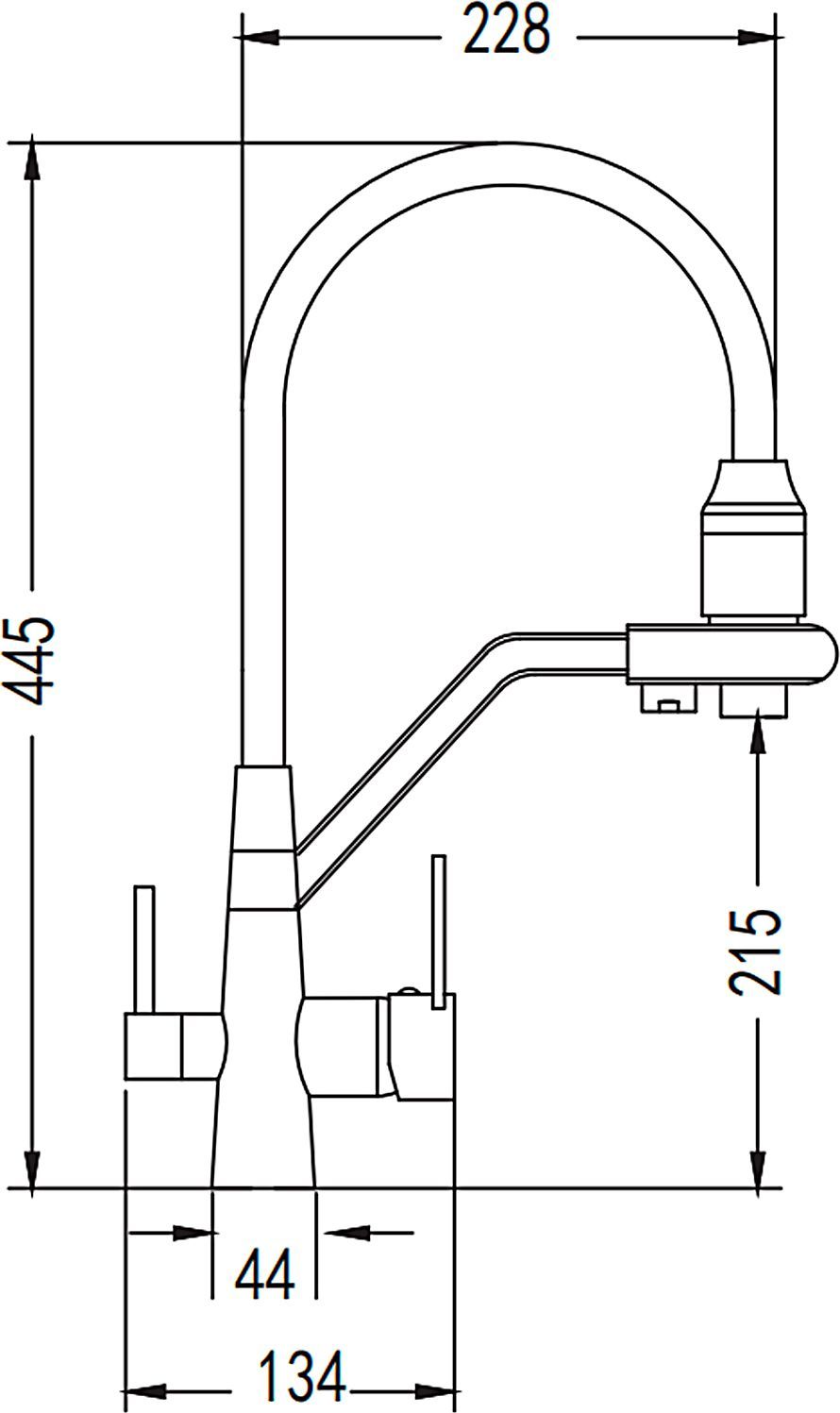 Смеситель для кухни с гибким изливом под фильтр Rose, R558H