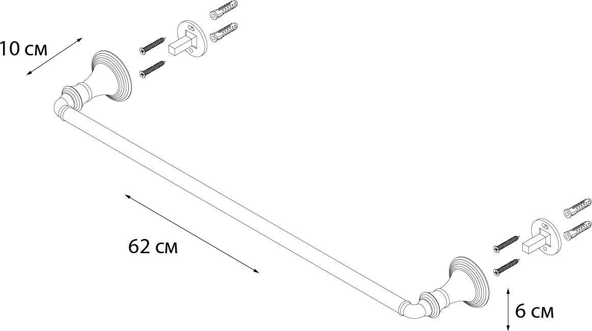 Полотенцедержатель трубчатый Fixsen Best 60 см, FX-71601A