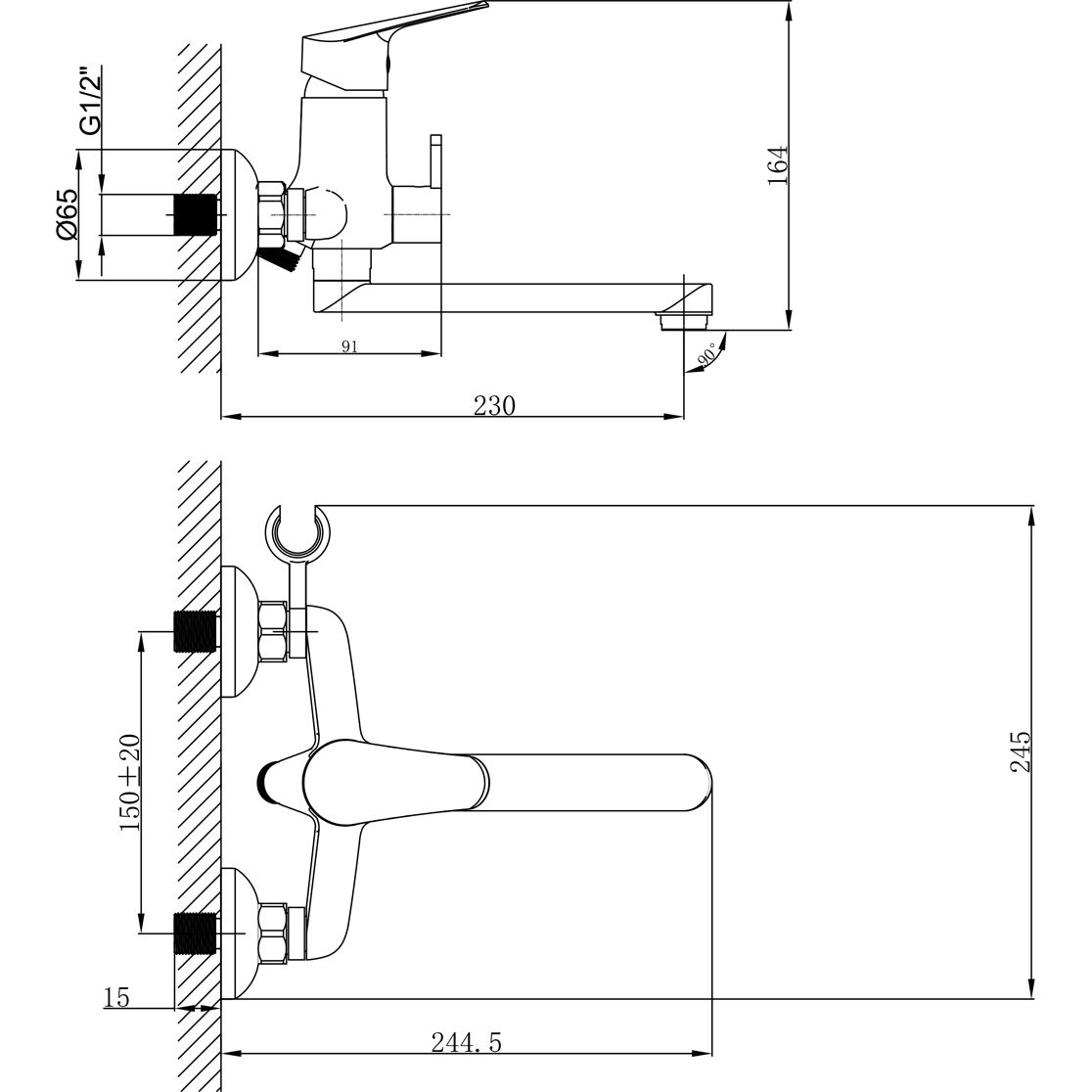 Смеситель универсальный с плоским поворотным изливом 200 мм Lemark Partner, LM6513C