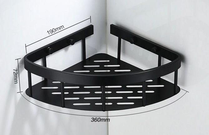 Полка для душевых принадлежностей угловая (черный) Ledeme L5507-1