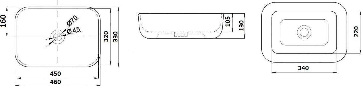 Раковина для ванной Ceramalux 45.5x32, D1333H021