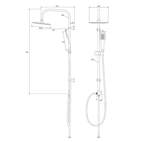 Душевая стойка Deante Neo Vero, NBV_051K
