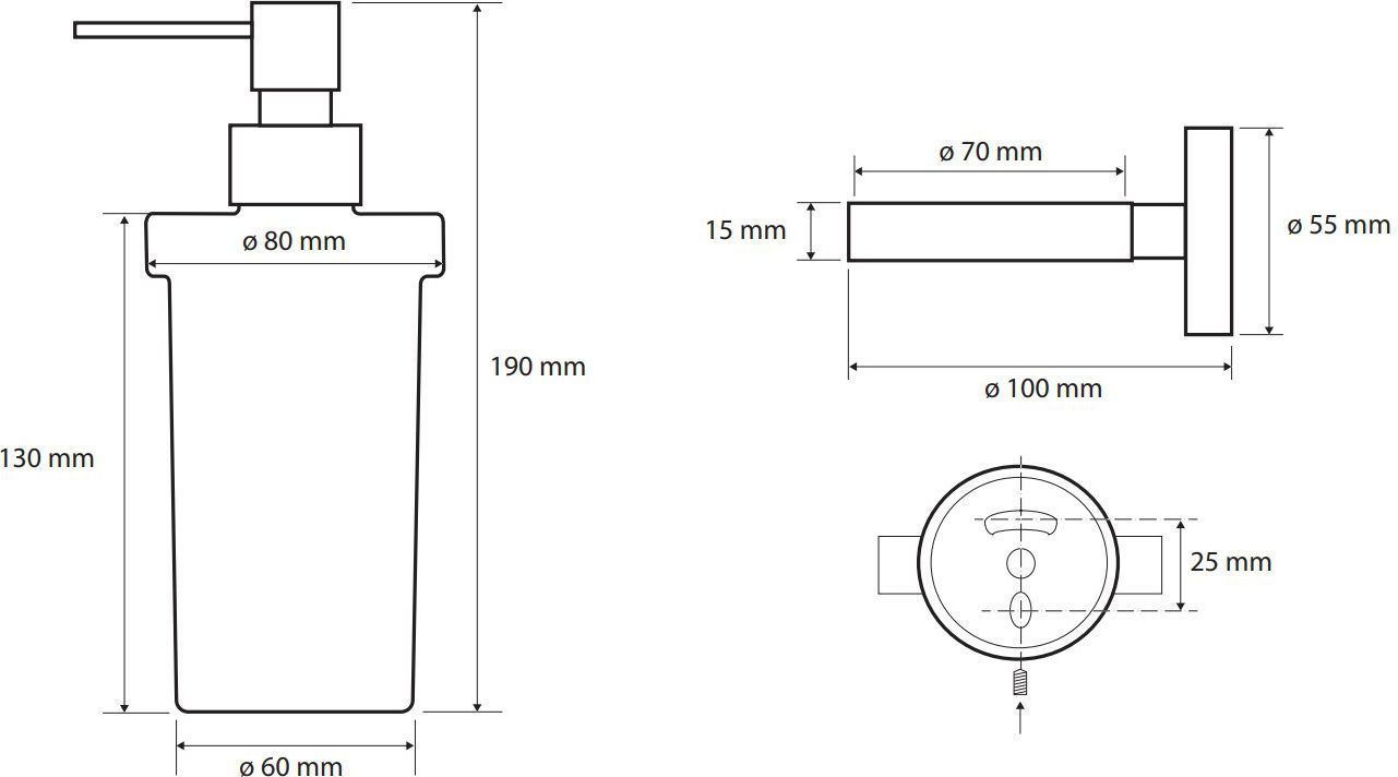 Настенный дозатор для жидкого мыла 230 мл Bemeta Dark, 104109010