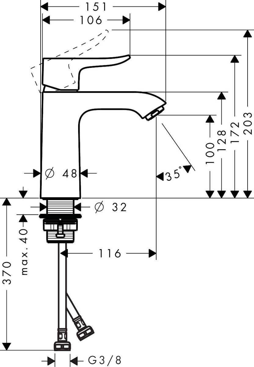 Смеситель для умывальника Hansgrohe Metris 110, 31084000