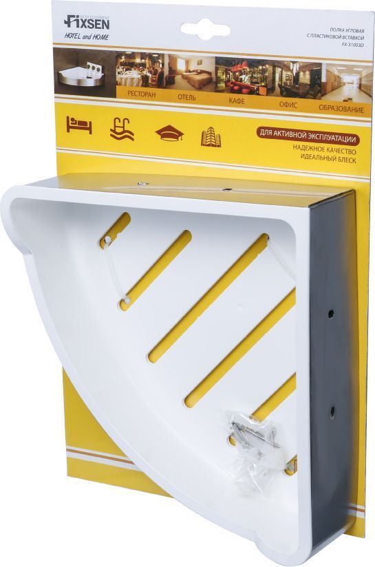 Полка угловая одноэтажная с пластиковой вставкой Fixsen Hotel, FX-31003D