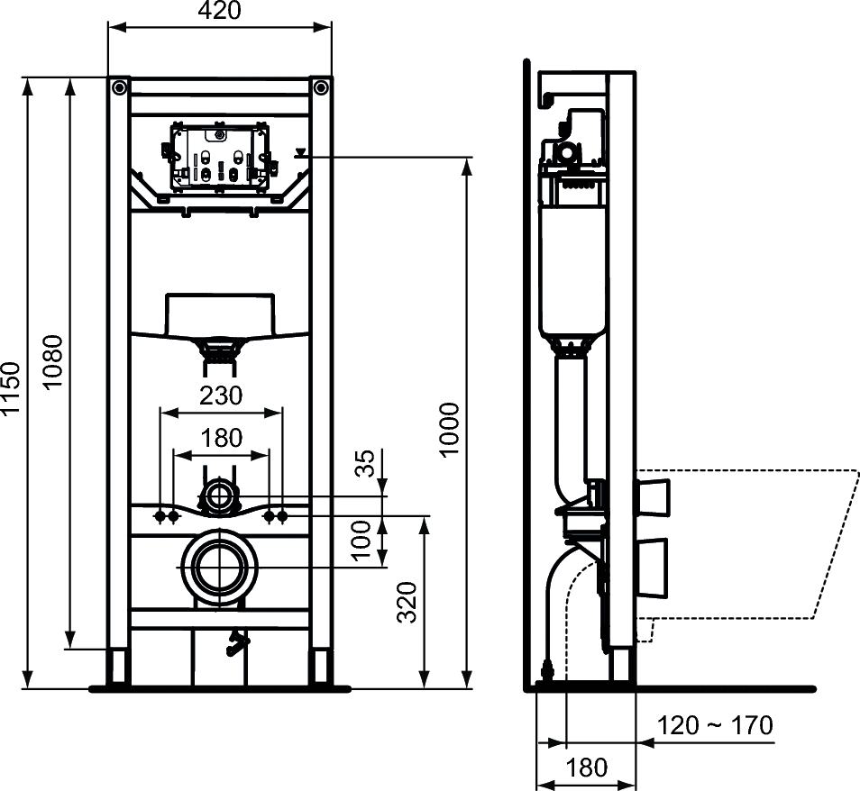 Система инсталляции для унитазов Ideal Standard Prosys Frame 120 M, R020467
