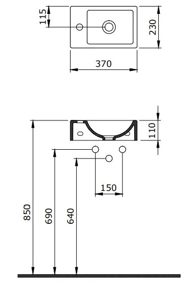 Рукомойник Bocchi 37x23, 1419-004-0326