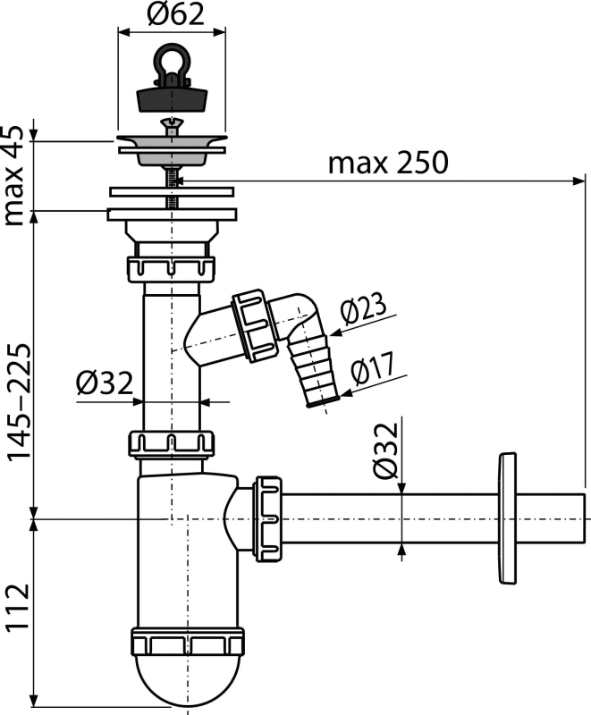 Сифон для умывальника Alcaplast, A410P