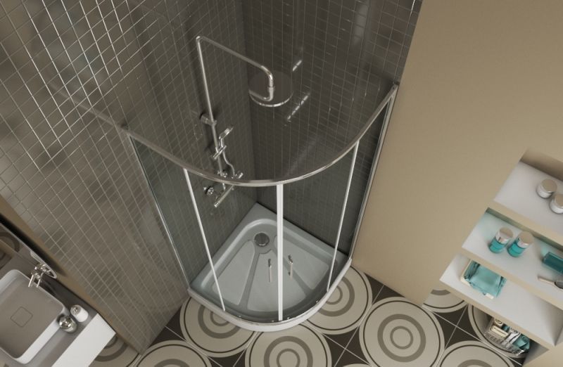 Полукруглый душевой уголок с поддоном Bravat Drop