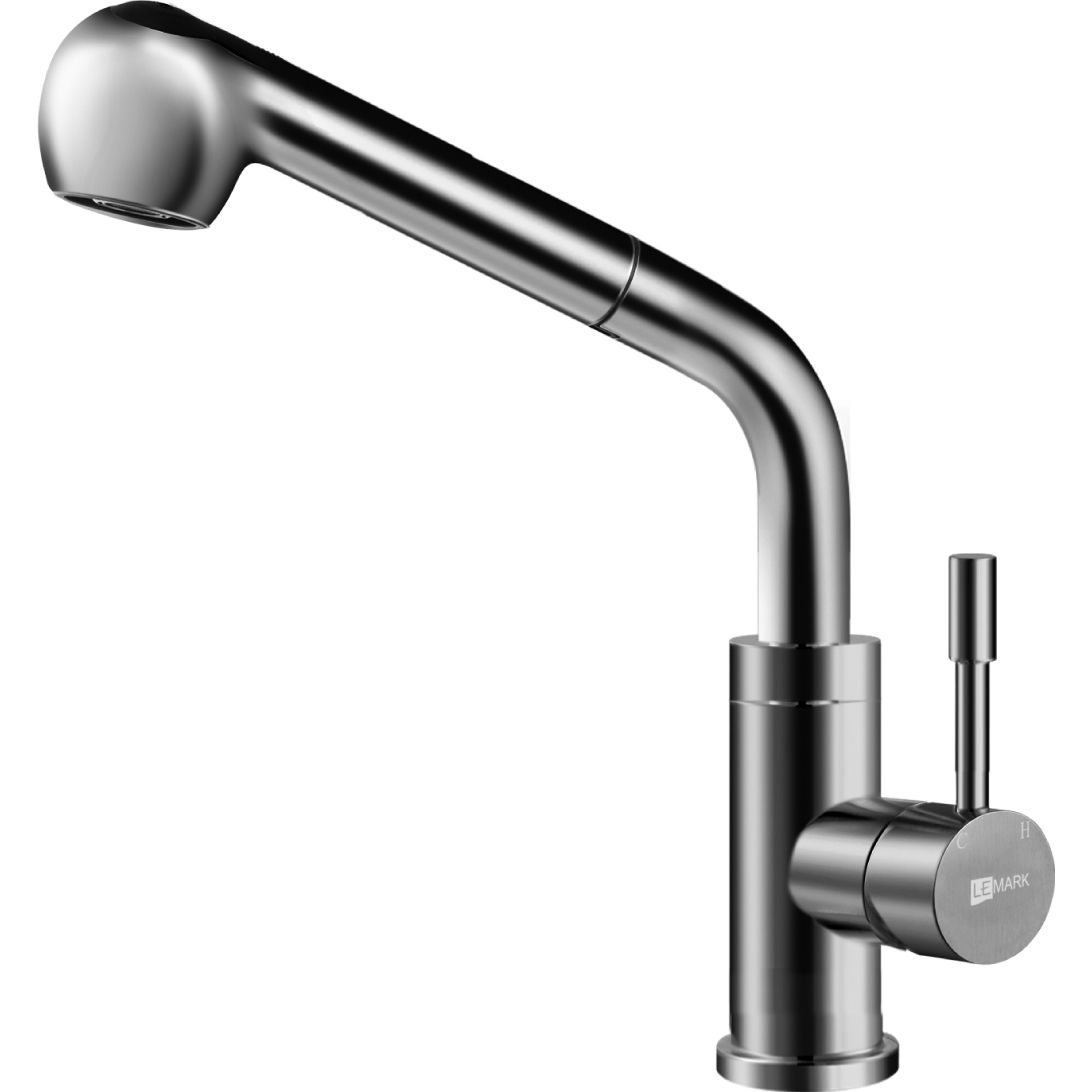 Смеситель для кухни с вытяжным изливом сталь Lemark Expert, LM5076S