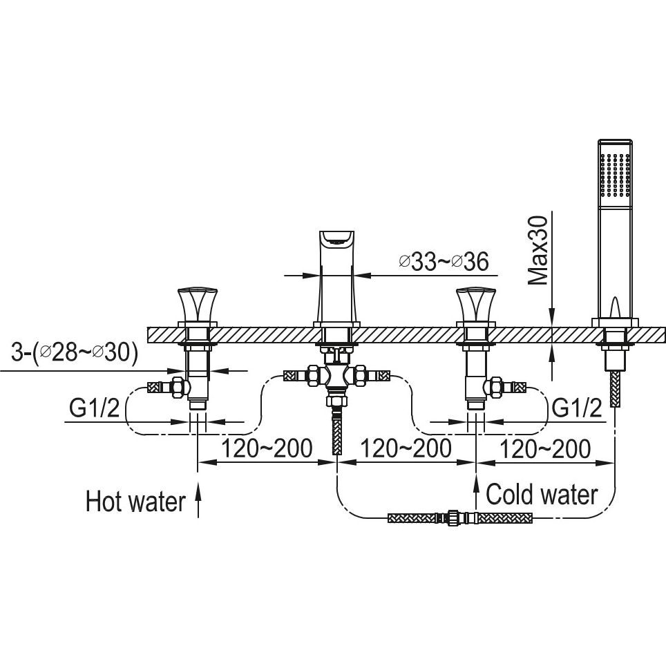 Смеситель встраиваемый на борт ванны Ahti Tampere, TA404001