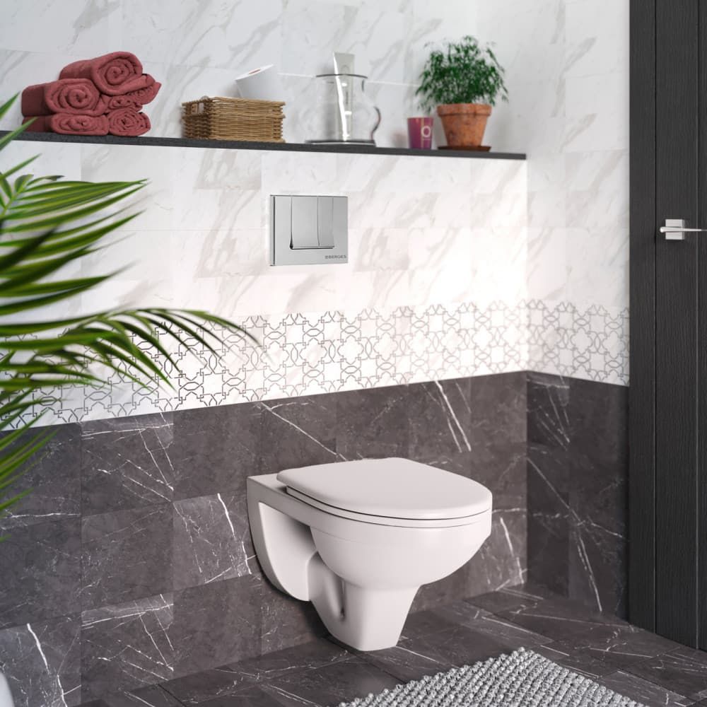 Комплект Berges Novum, кнопка L3 хром глянцевый, унитаз Gamma, сиденье Gamma, 042427