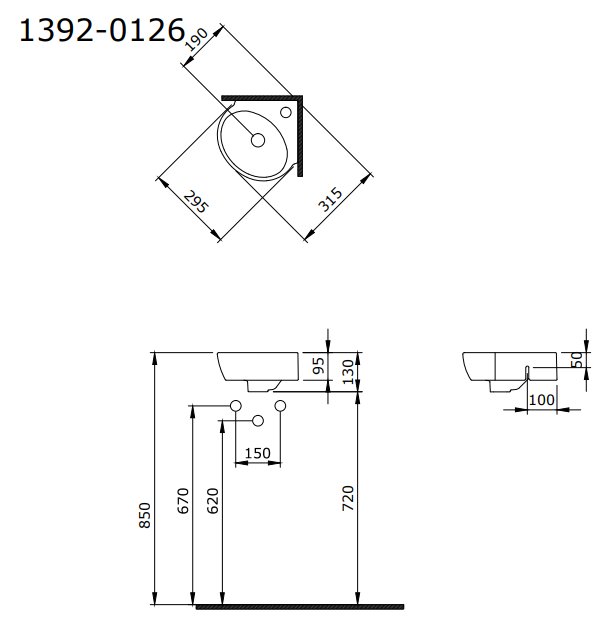 Рукомойник угловой Bocchi Taormina Arch 29.5x31.5, 1392-001-0126