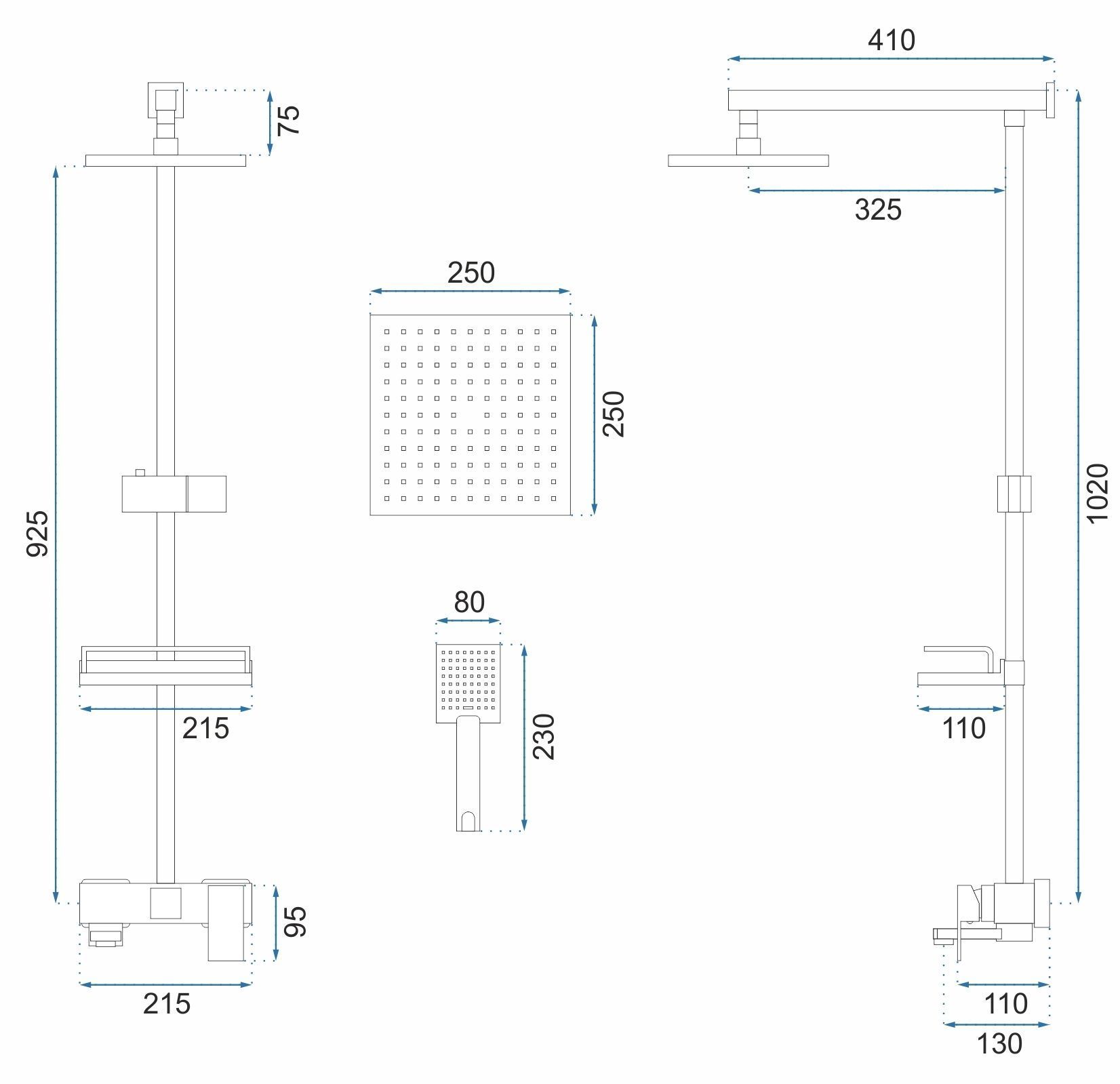 Душевая система Rea Jack Black, REA-P7009