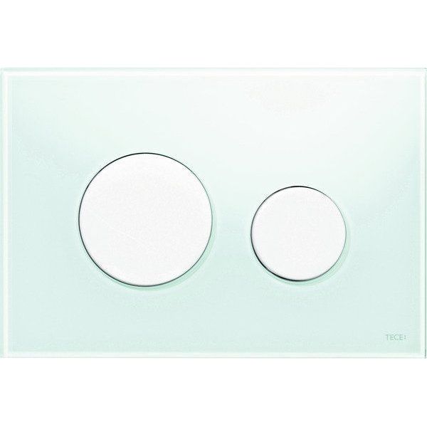 Стеклянная кнопка смыва унитаза TECEloop, стекло мятный зеленый, клавиши белые, 9240651