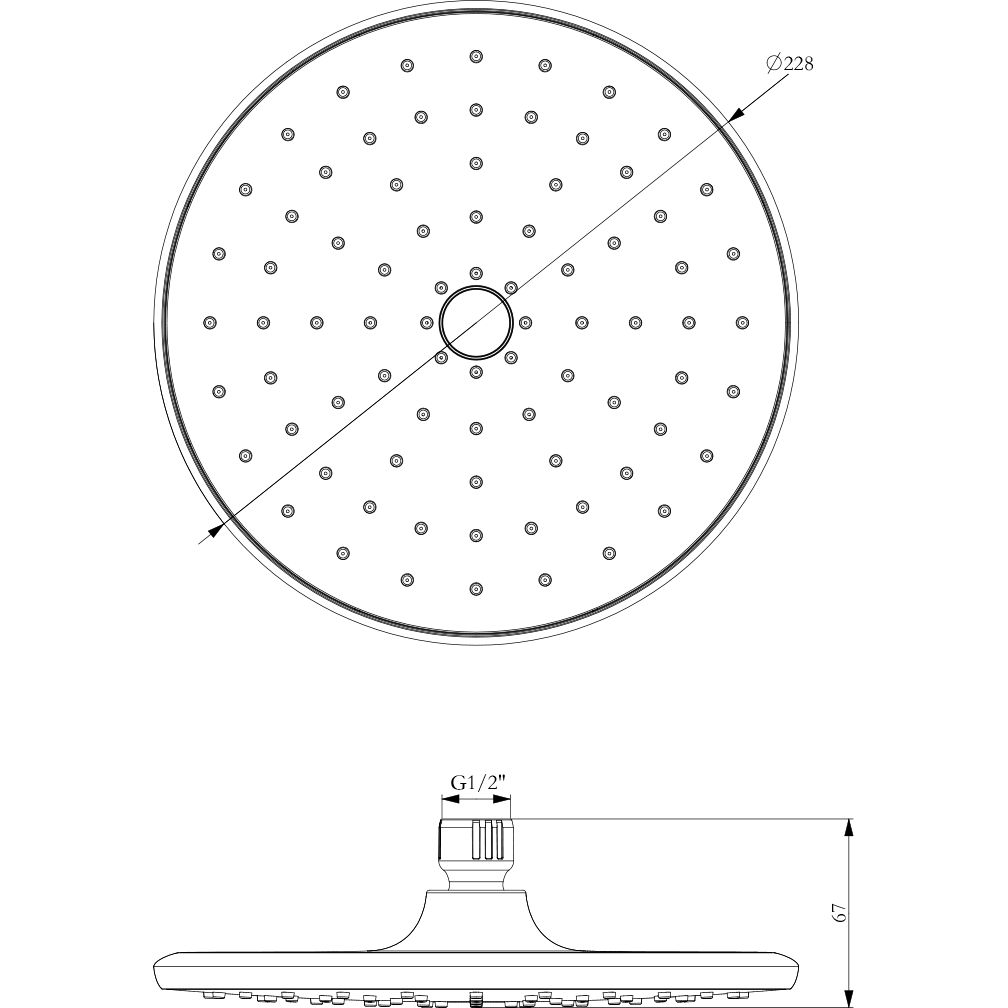 Лейка душевая верхняя круглая 228мм Lemark, LM8130C