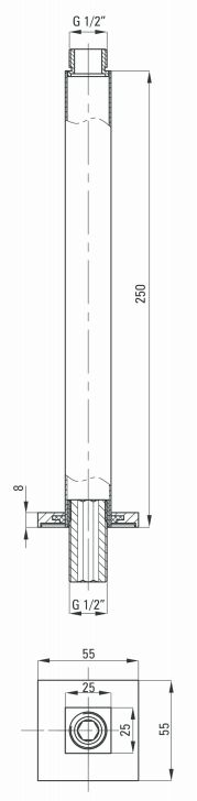 Штанга-излив потолочная квадратная для верхнего душа Deante Cascada, NAC_048K