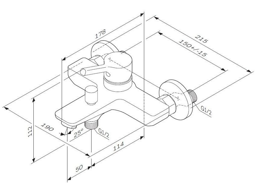 Смеситель для ванны и душа AM.PM X-Joy, F85B10000