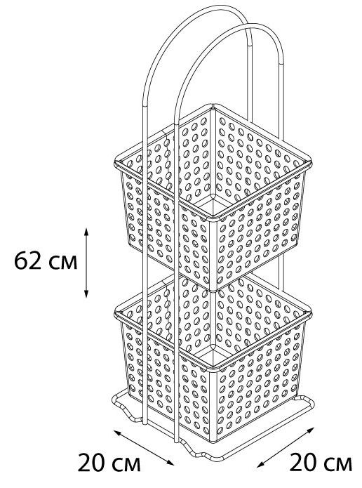 Этажерка прямоугольная двухэтажная Grampus, GR-810-2