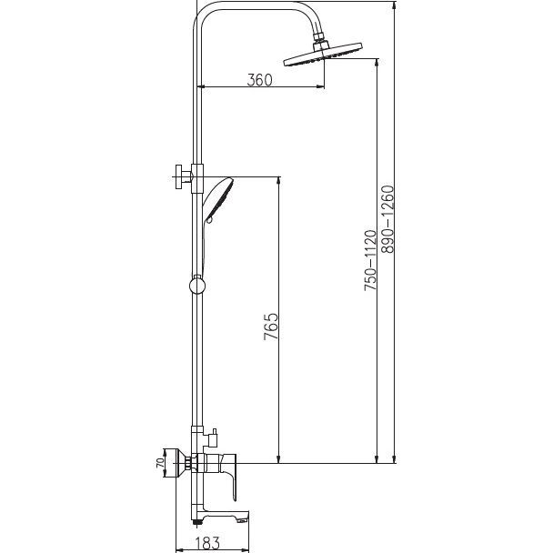 Душевая система с верхним душем, смесителем и ручной лейкой Haiba HB2415