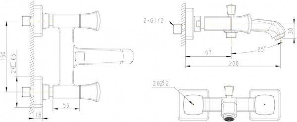 Смеситель для ванны Bravat Whirpool F678112C-01