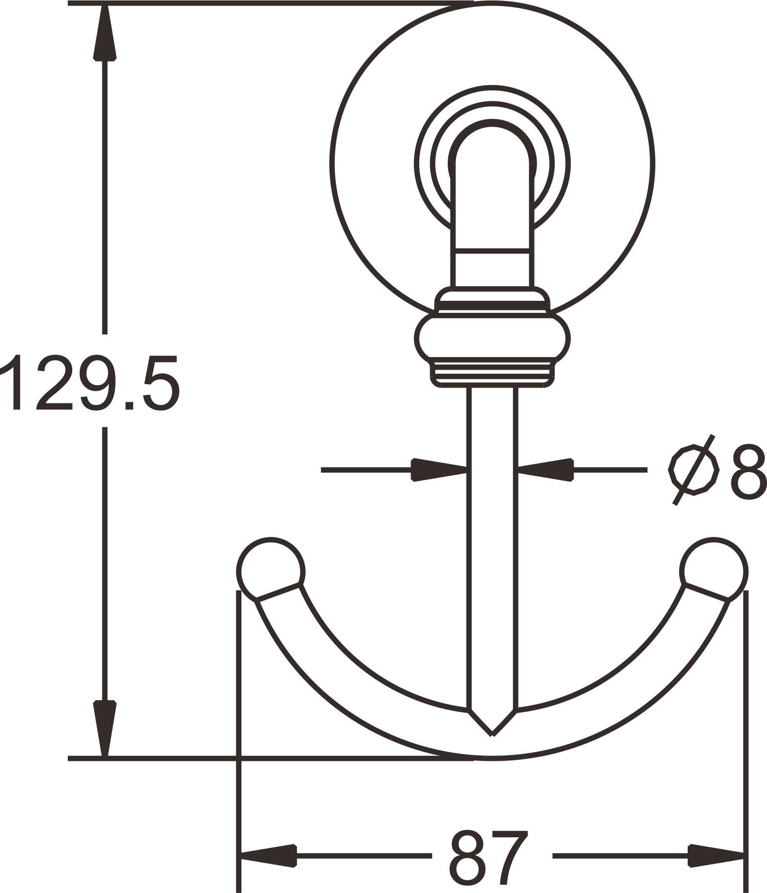 Крючок двойной Rose, RG1221
