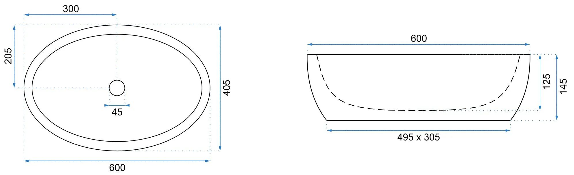 Умывальник Rea Meryl Black/Gold 60x40.5, REA-U8811