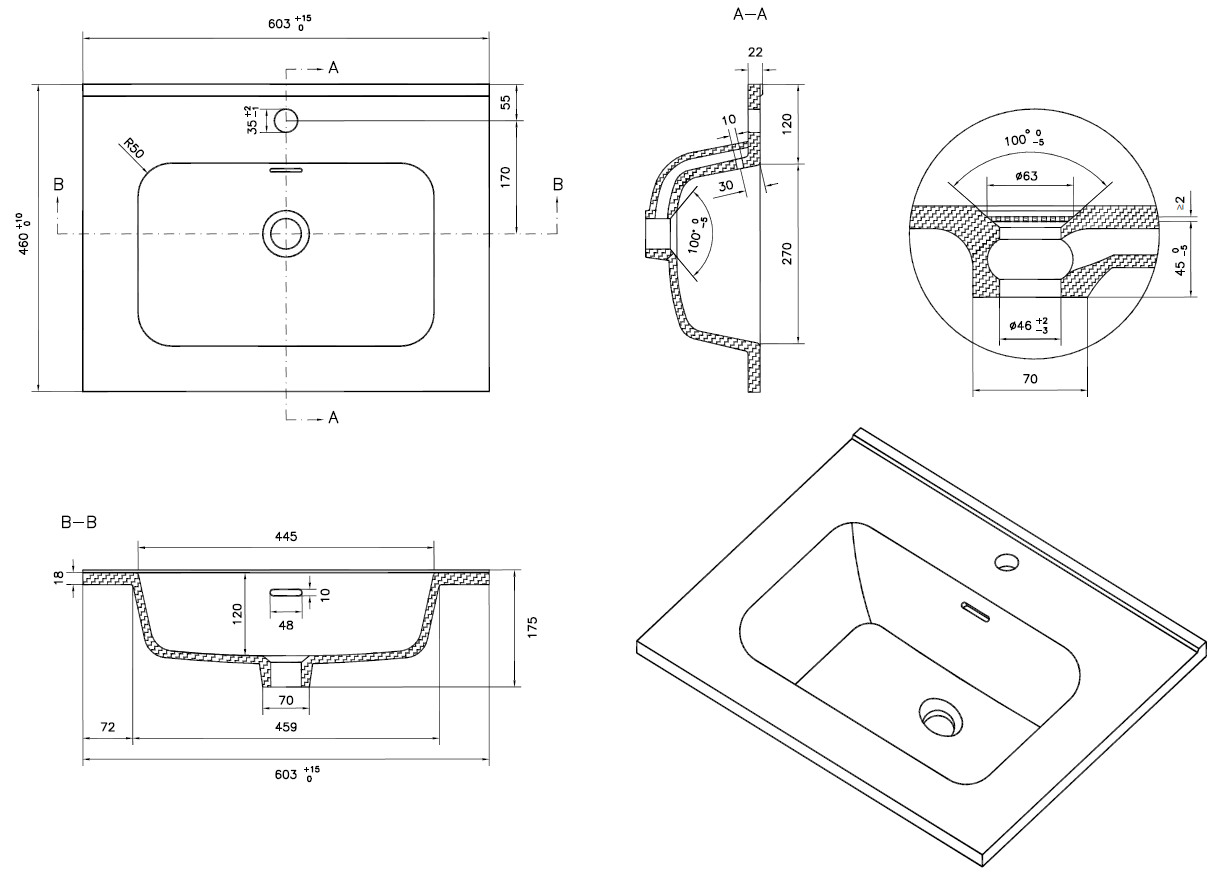 Умывальник Uptrend Venta 60x46, UP410-600