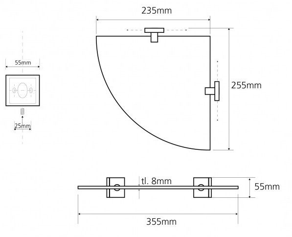 Стеклянная полка угловая модель Bemeta Beta, 132102012
