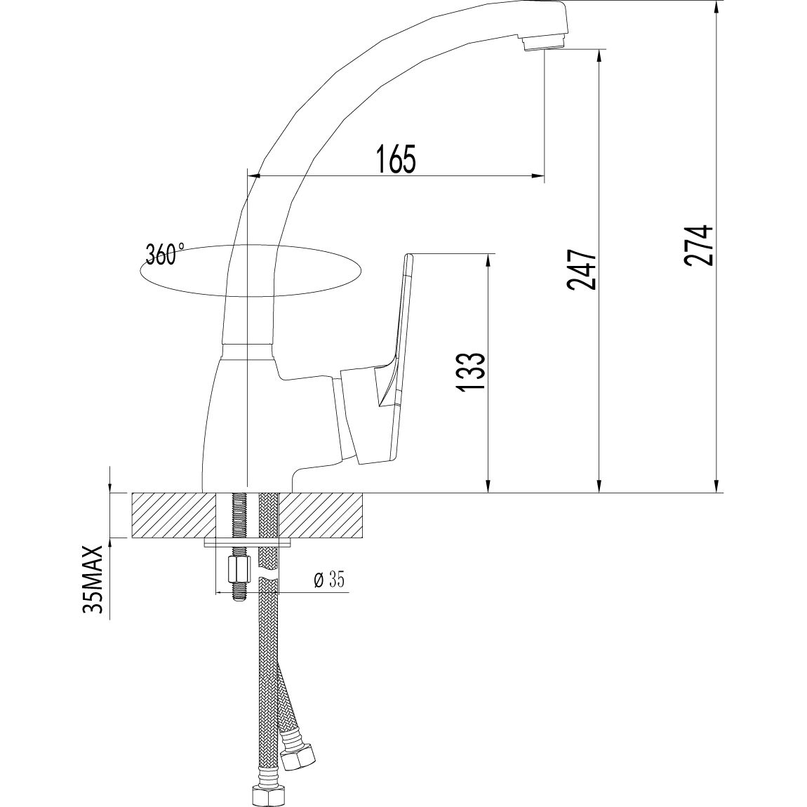 Смеситель для кухни с высоким поворотным изливом Lemark Luna, LM4105C