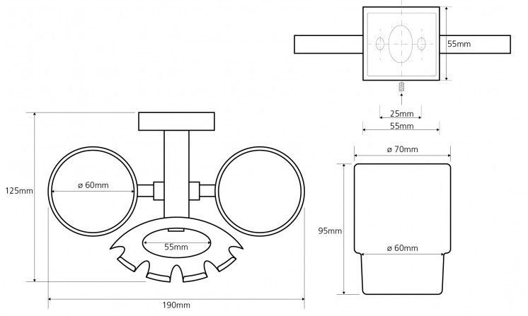 Двойной зубных щеток со стаканами Bemeta Beta, 132110042
