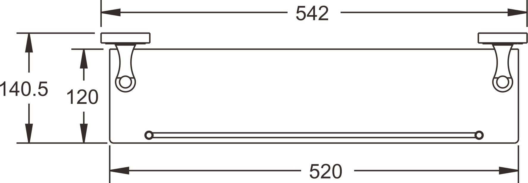 Полка стеклянная 1-ярусная бронза Rose, RG1019Q