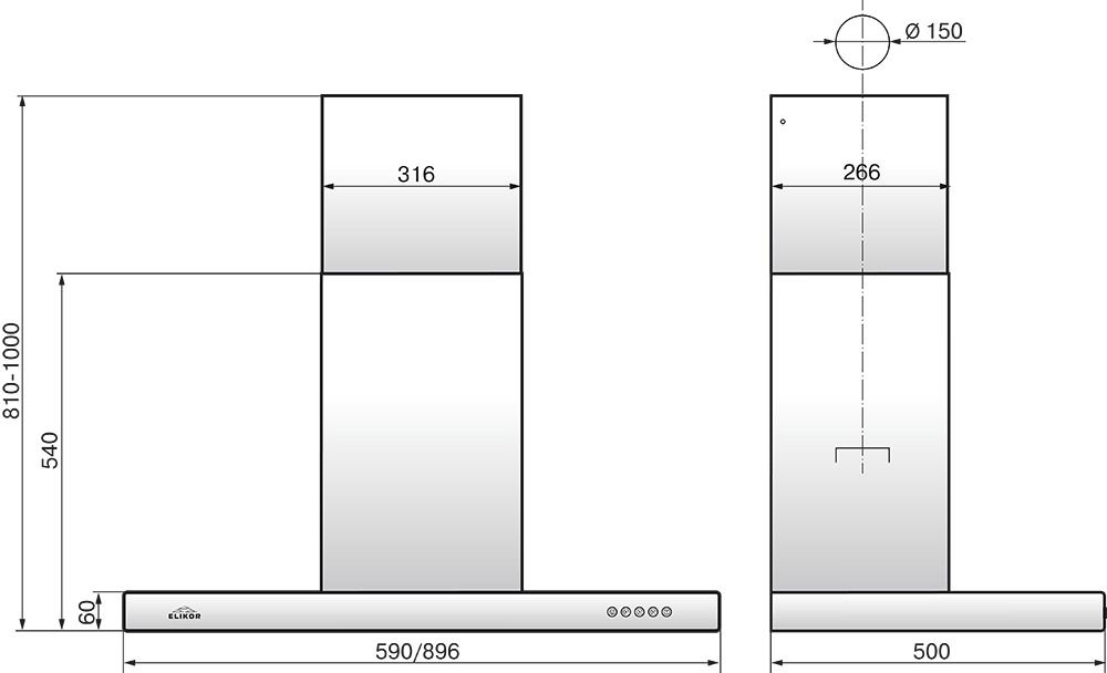 Кухонная вытяжка Elikor ОПАЛ 90Н-650-Э3Д (нержавеющая сталь), 941257