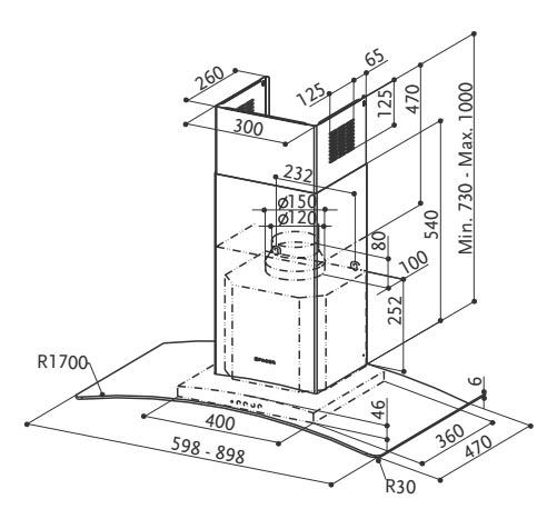 Кухонная вытяжка Faber RAY X/V A90, 325.0557.524